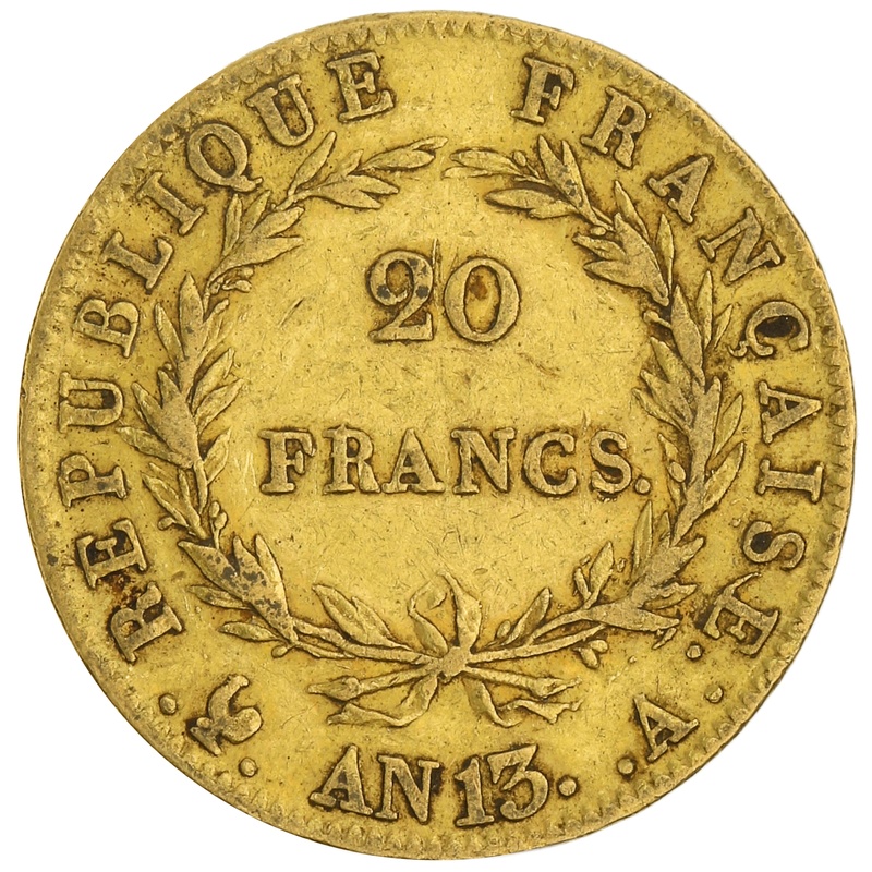 AN13 20 French Francs - Napoleon (I) Bare Head - A