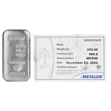 Lingot d'Argent 250g Metalor