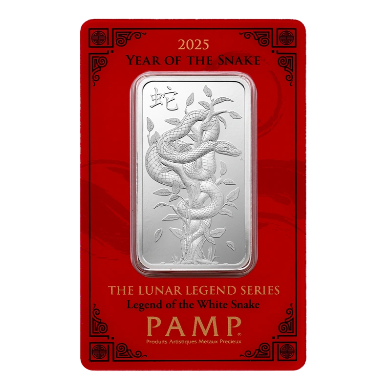 Lingot d'Argent 1 Once Pamp 2025 Année du Serpent