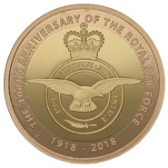 Insigne du centenaire de la RAF, pièce d'or de 2 livres sterling de 2018, preuve