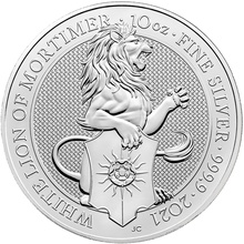 Royal Mint Queen's Beasts Argent 10 Onces 2021 le Lion Blanc de Mortimer