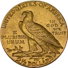 Pièce 2.5 Dollars Or Américain Tête Indien