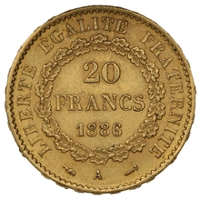 Pièce 20 Francs Or Génie 3ème République 1886 A