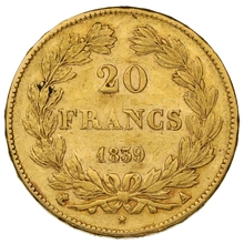 Pièce 20 Francs Or Louis-Philippe Tête Laurée 1839 A