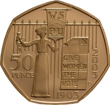 Ecrin de Collection Pièce de 50 Pence Or 2003 L'Union Sociale et Politique Des Femmes