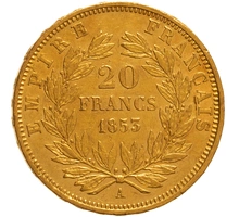 Pièce 20 Francs Or 1853 Napoléon III A