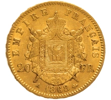 Pièce 20 Francs Or Napoléon III Tête Laurée 1868 A