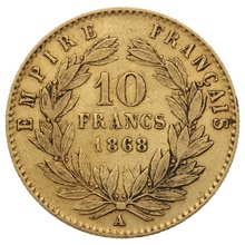 10 Francs Or 1868 Napoléon III Tête Laurée A