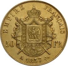 Pièce 50 Francs Or Napoléon III Tête Nue
