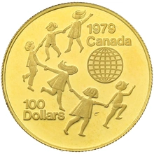 Pièce 100 Dollars Or Canadienne 1/2 Once 1979 Année Internationale de l'Enfant en Boîte