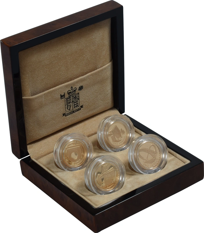 2004-2007 Proof Gold 1 Pound Coin Bridges 4 Coin Set Boxed