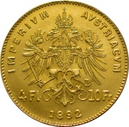 10 Francs 4 Florins d'Autriche en or 