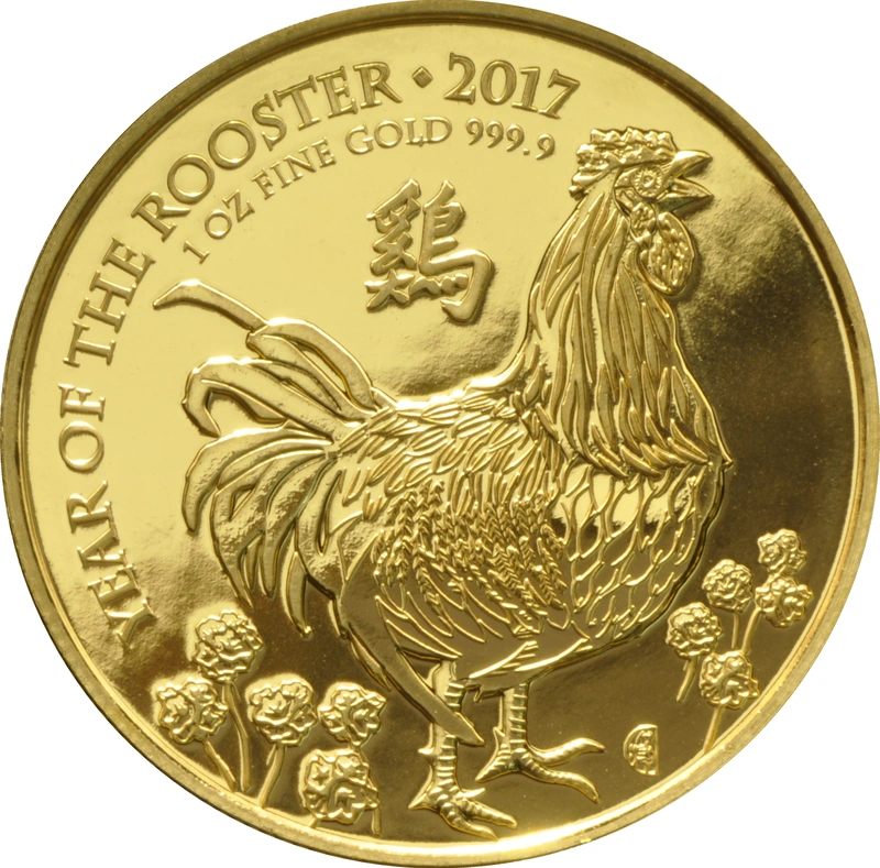 Pièce Royal Mint Lunar Or 1 Once 2017 Année du Coq