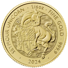 Pièce Tudor Beasts Or 1/4 Once 2024 Licorne de Seymour