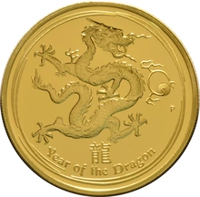 3 Pièces Perth Mint Lunar Or 2012 Année du Dragon BE en Boîte