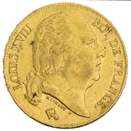 Pièce 20 Francs Or Louis XVIII Tête Nue 1818 A