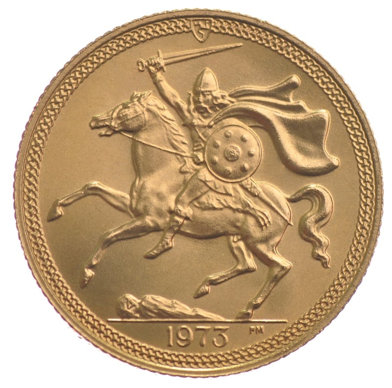 1973 Gold Sovereign - Elizabeth II Decimal Portrait - IOM
