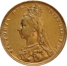 Pièce Souverain Or 1892 Victoria Tête Jubilée