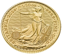 Pièce Britannia Or 1/10 Once 2026