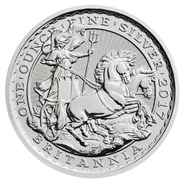 Pièce Britannia Argent 1 Once 2017 20ème Anniversaire Dessin d'Un Char