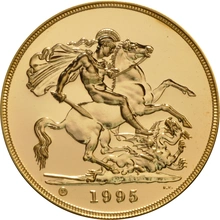 Pièce Quintuple Souverain Or 1995 Brillant Universel en Boîte