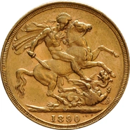 Pièce Souverain Or 1890 Victoria Tête Jubilée (M)