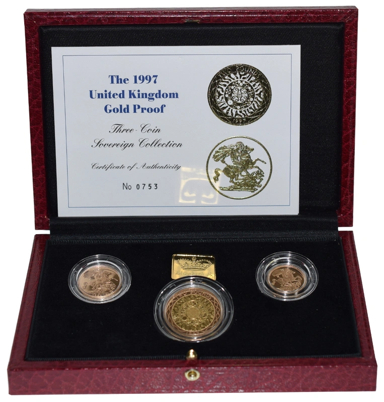 1997 Proof Gold Sovereign 3 Coin Set Boxed