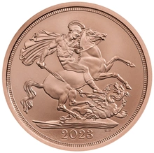 2023 75e anniversaire du roi Charles frappé le jour du souverain en or dans une boîte