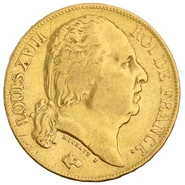 Pièce 20 Francs Or Louis XVIII Tête Nue 1824 A