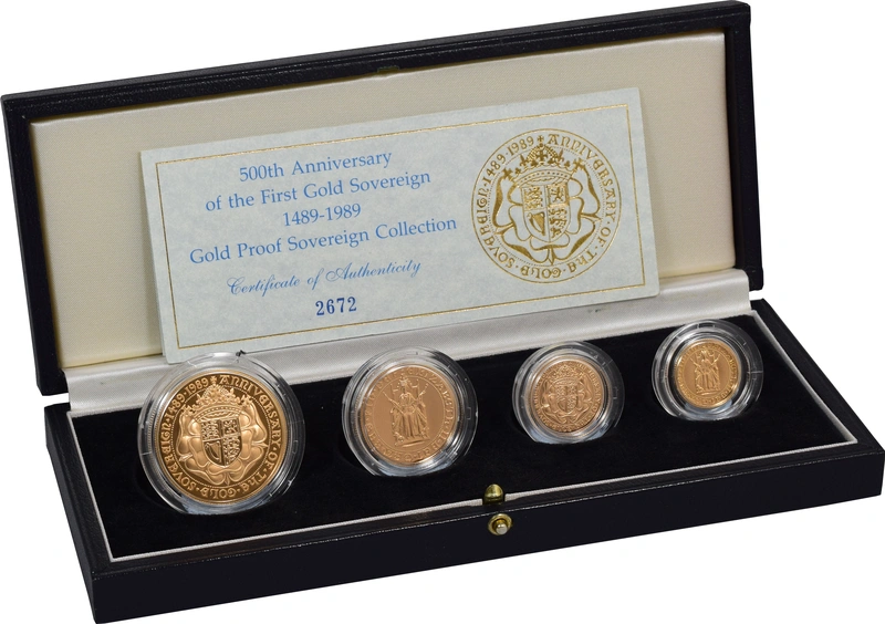 4 Pièces Souverains Or 1989 BE en Boîte