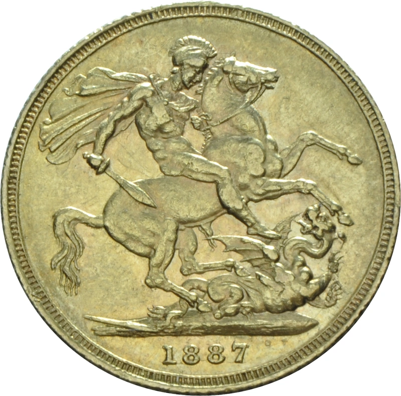 Pièce Souverain Or Victoria Tête Jeune 1887 (M)