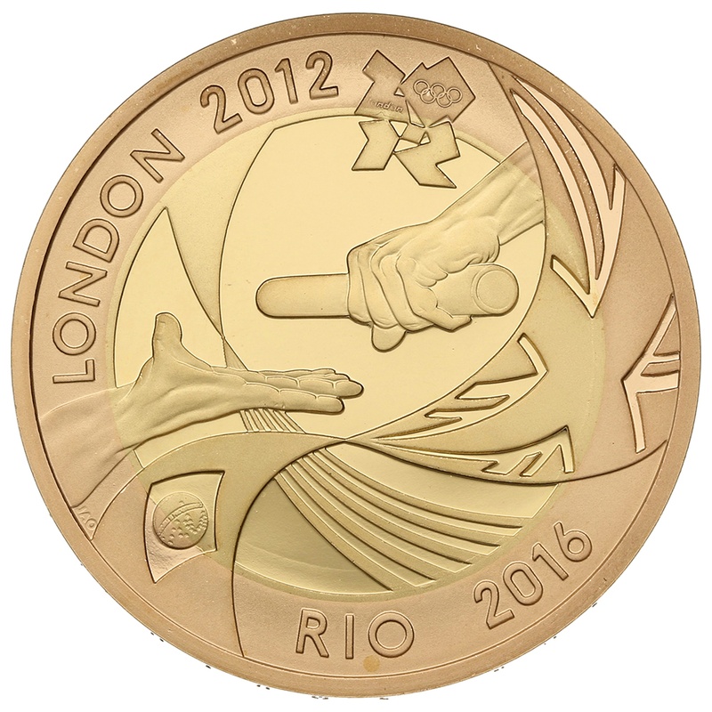 2012 £2 Two Pound Proof Gold Coin: London Rio Olympic Handover Ceremony