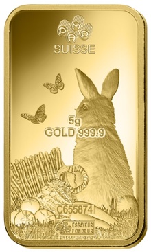 Lingot d'or de 5 grammes - PAMP 2023 Année du Lapin