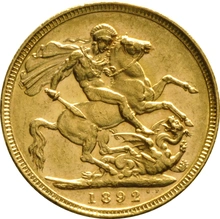 Pièce Souverain Or 1892 Victoria Tête Jubilée (M)