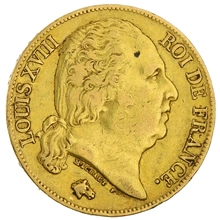 Pièce 20 Francs Or Louis XVIII Tête Nue 1819 A