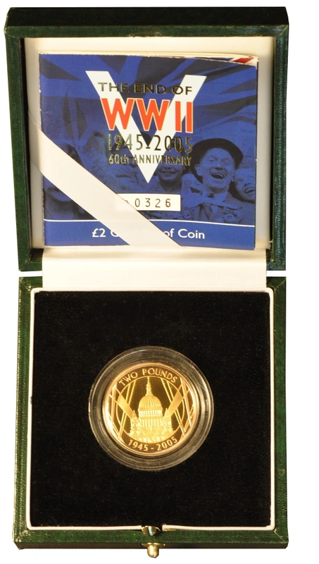 2005 Proof £2 Gold Coin 60th Anniversary WWII Boxed