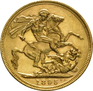 Pièce Souverain Or 1895 Victoria Tête Vieille M