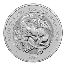 2026 Le dragon royal Tudor Beasts Pièce de monnaie de 2oz en argent