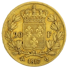 20 Francs Or Louis XVIII Tête Nue 1817 Q