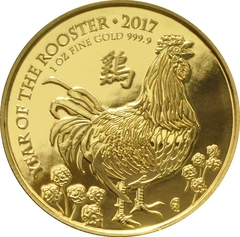 Pièce Royal Mint Lunar Or 1 Once 2017 Année du Coq