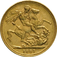Pièce Souverain Or 1887 Victoria Tête Jeune S