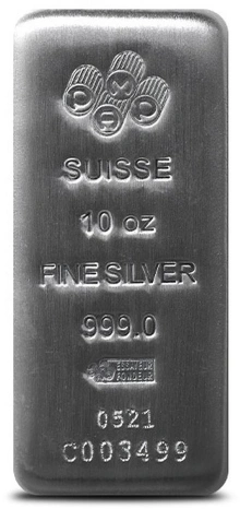 Lingot d'Argent 10 Onces Pamp Moulé