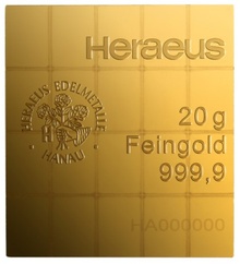 Lingot d'Or 20g Combibar (20 x 1g) Heraeus