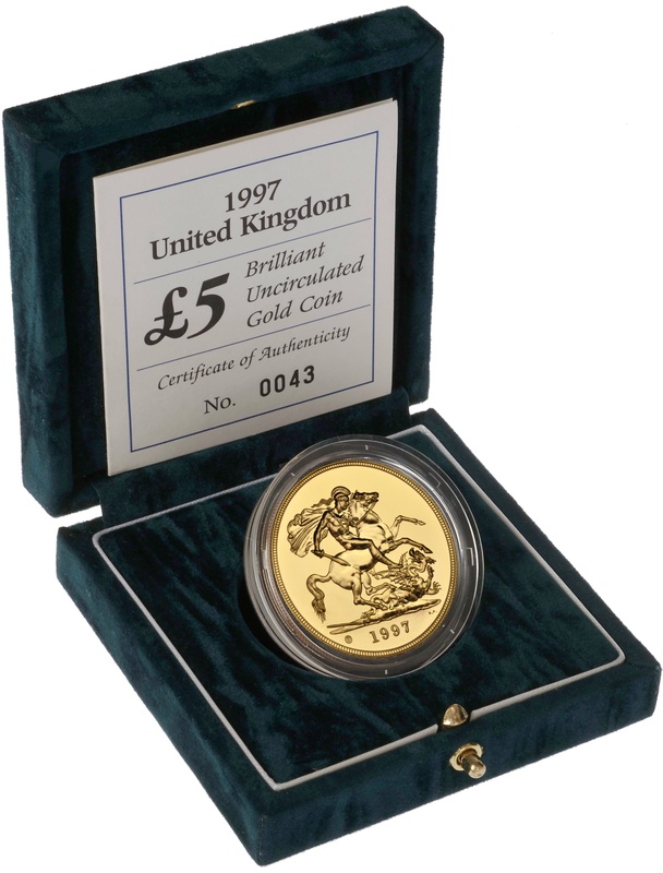 Brilliant Uncirculated Gold 1997 Five Pound Sovereign