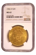 Pièce 20 Dollars Or Us 1906 Double Eagle Liberty NGC MS62