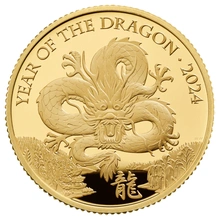 Pièce Royal Mint Lunar Or 1/4 Once 2024 Année du Dragon en Boîte