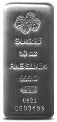 Lingot d'Argent 10 Onces Pamp Moulé