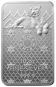Lingot d'Argent 10 Onces Pamp Tigre Royal du Bengale