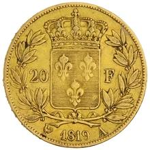 Pièce 20 Francs Or Louis XVIII Tête Nue 1819 A