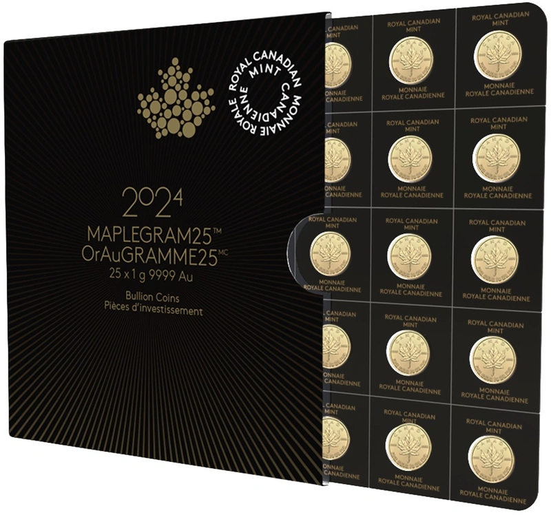 Pièces Maplegram Or 25 x 1g 2024